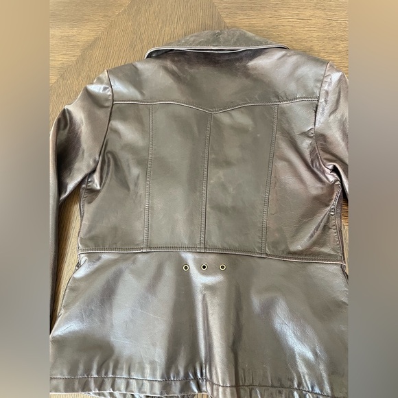 Laundry by Shelli Segal, Brown Leather Jacket with Detachable Fur Collar - Picture 12 of 14